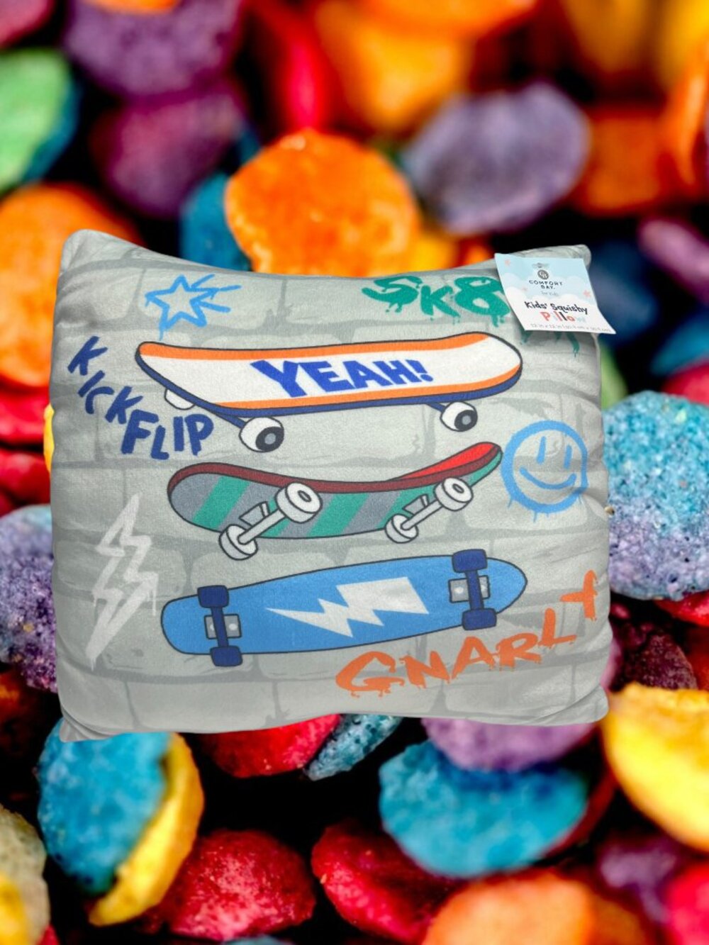 NWT Skateboard Skateboarding Travel Nap Throw Pillow Toddler Kids Teen Squishy
